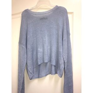 NWT Forever 21 Blue Knitted Crop Sweater Size L